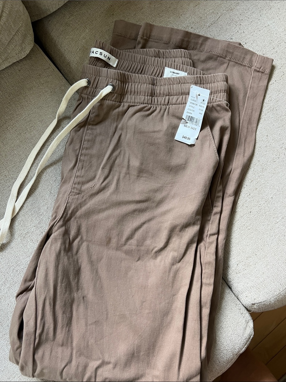 PacSun Men's Drawstring Joggers in Brown Taupe